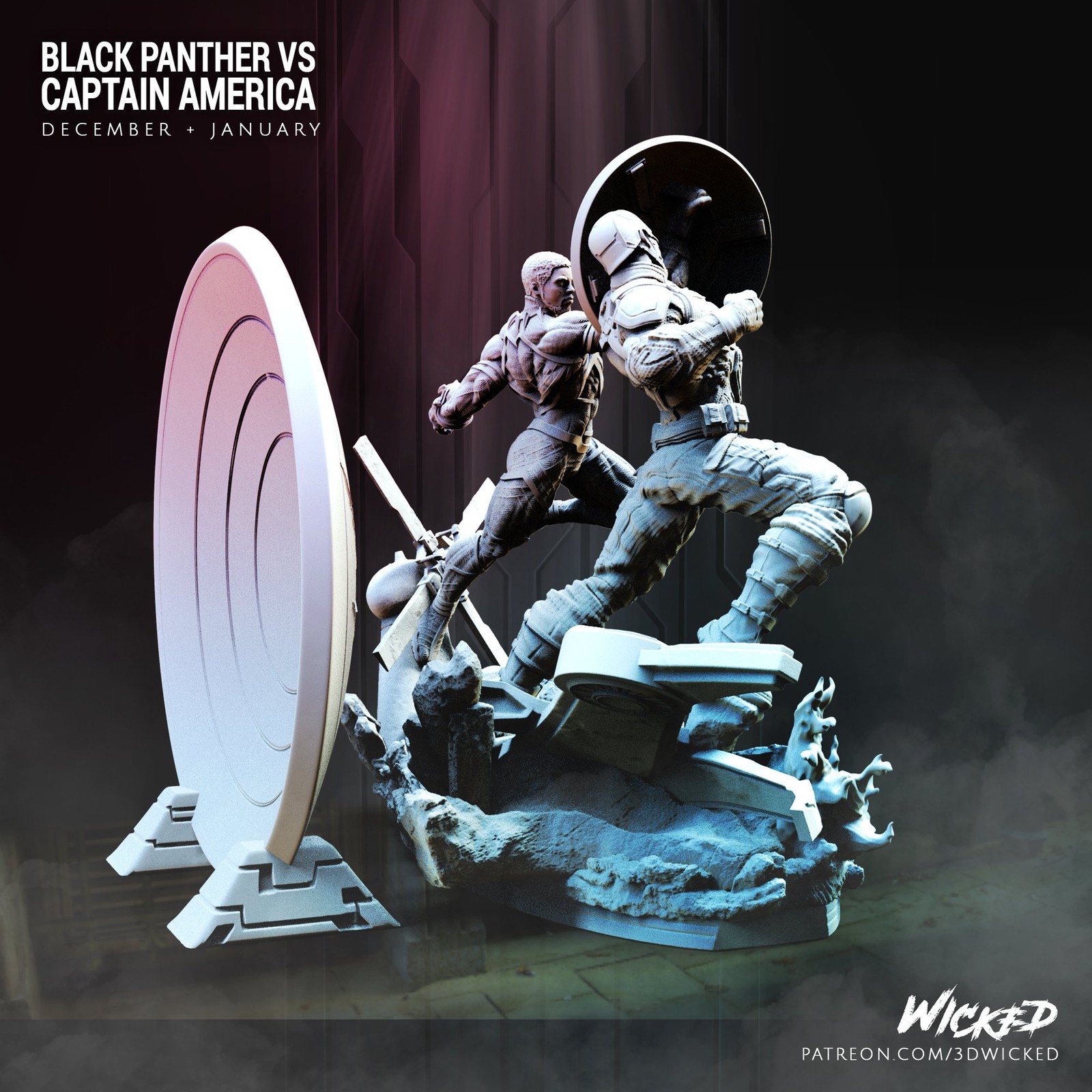 Marvel Captain America vs Black Panther Diorama Base - Image 2