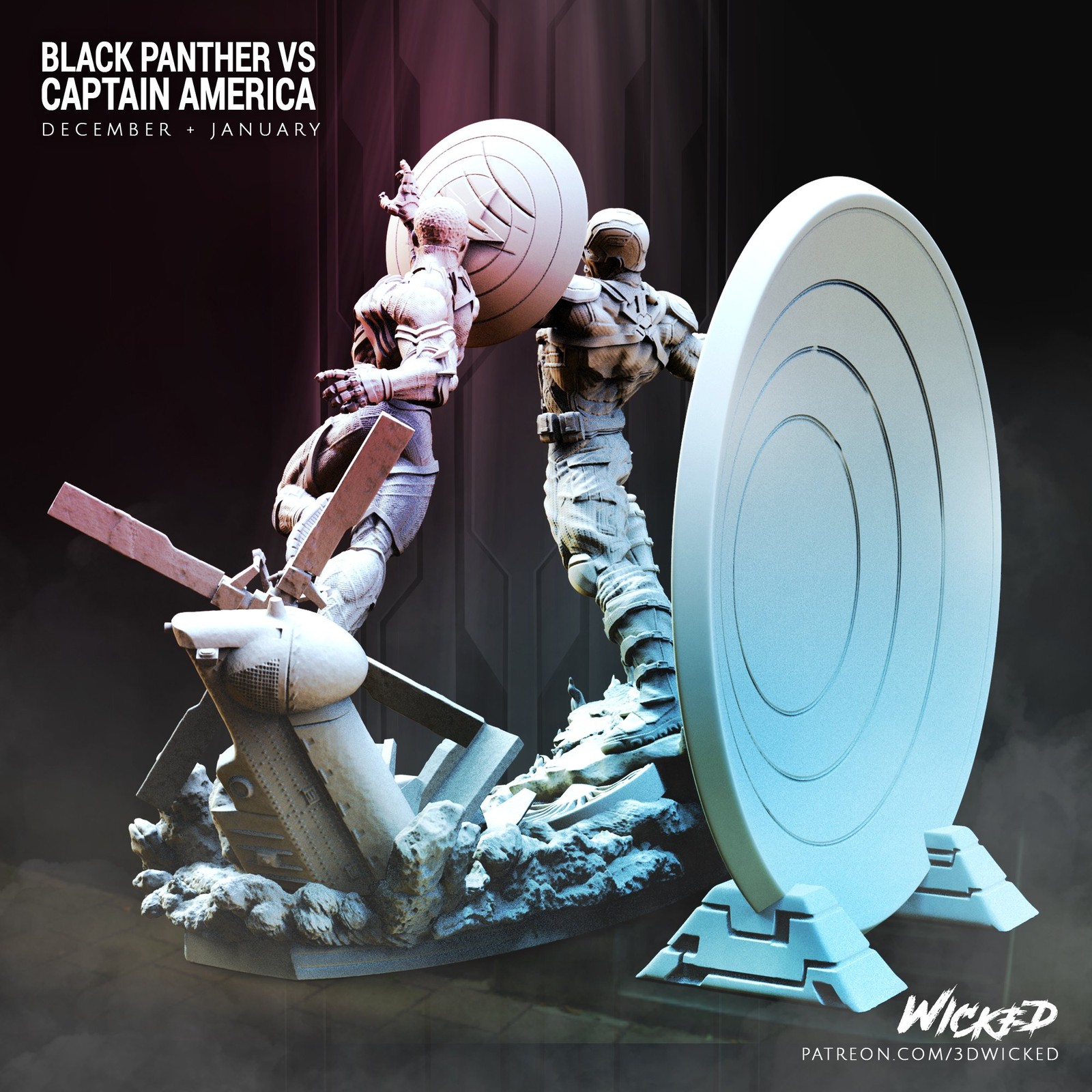 Marvel Captain America vs Black Panther Diorama Base - Image 3