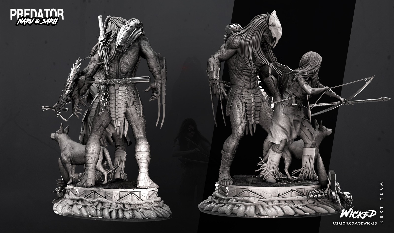 Predator and Naru Diorama Sculpture - Image 4