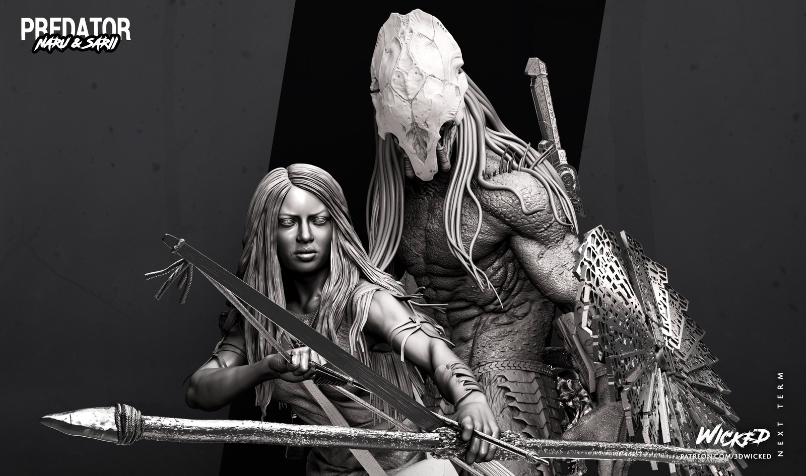 Predator and Naru Diorama Sculpture - Image 5