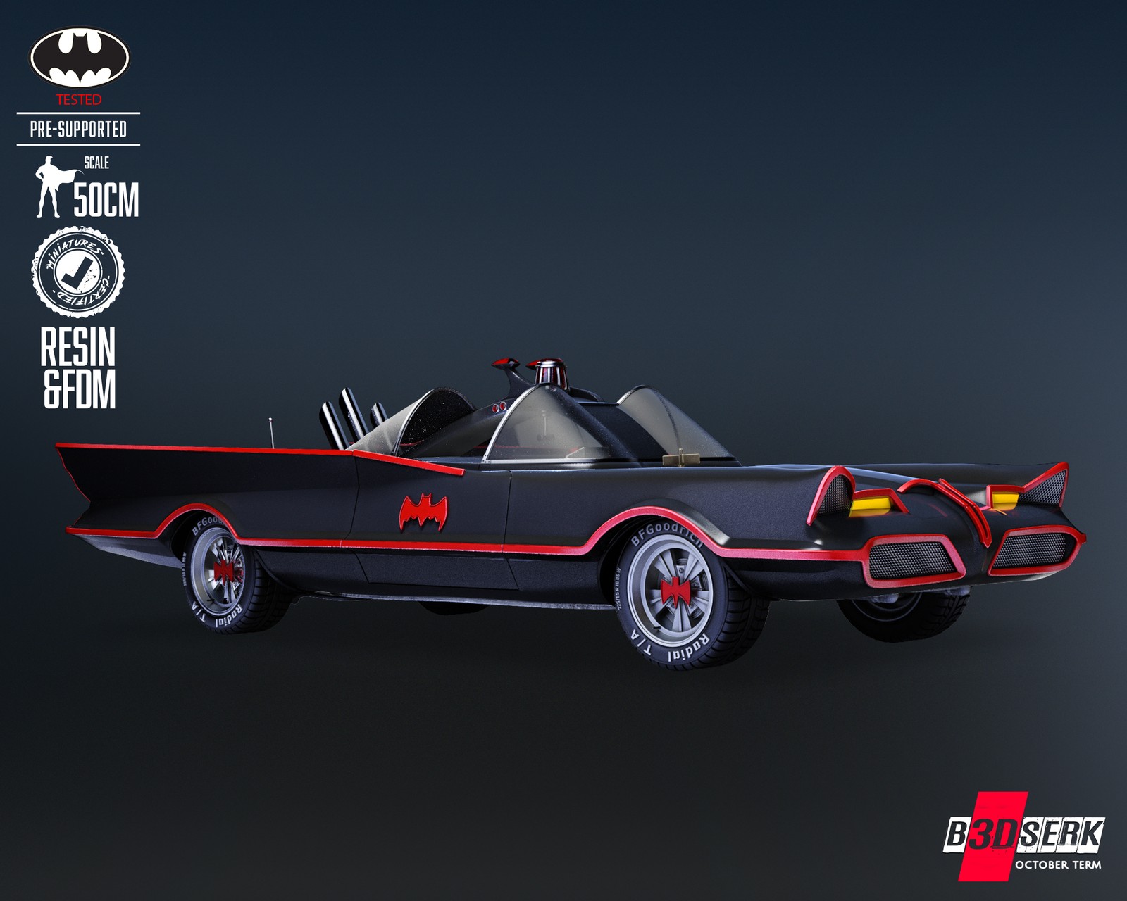 Batman Adam West Batmobile Sculpture