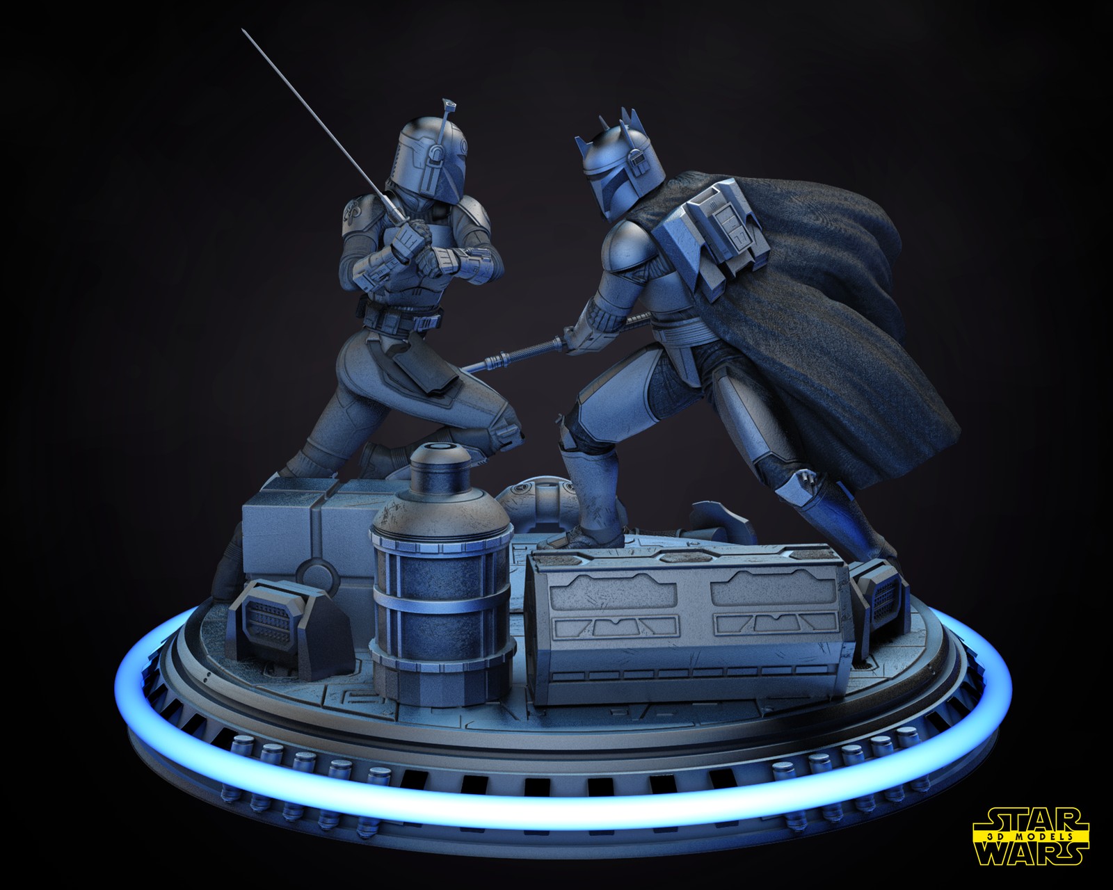 Bo Katan and Moff Gideon Diorama Base - Image 4