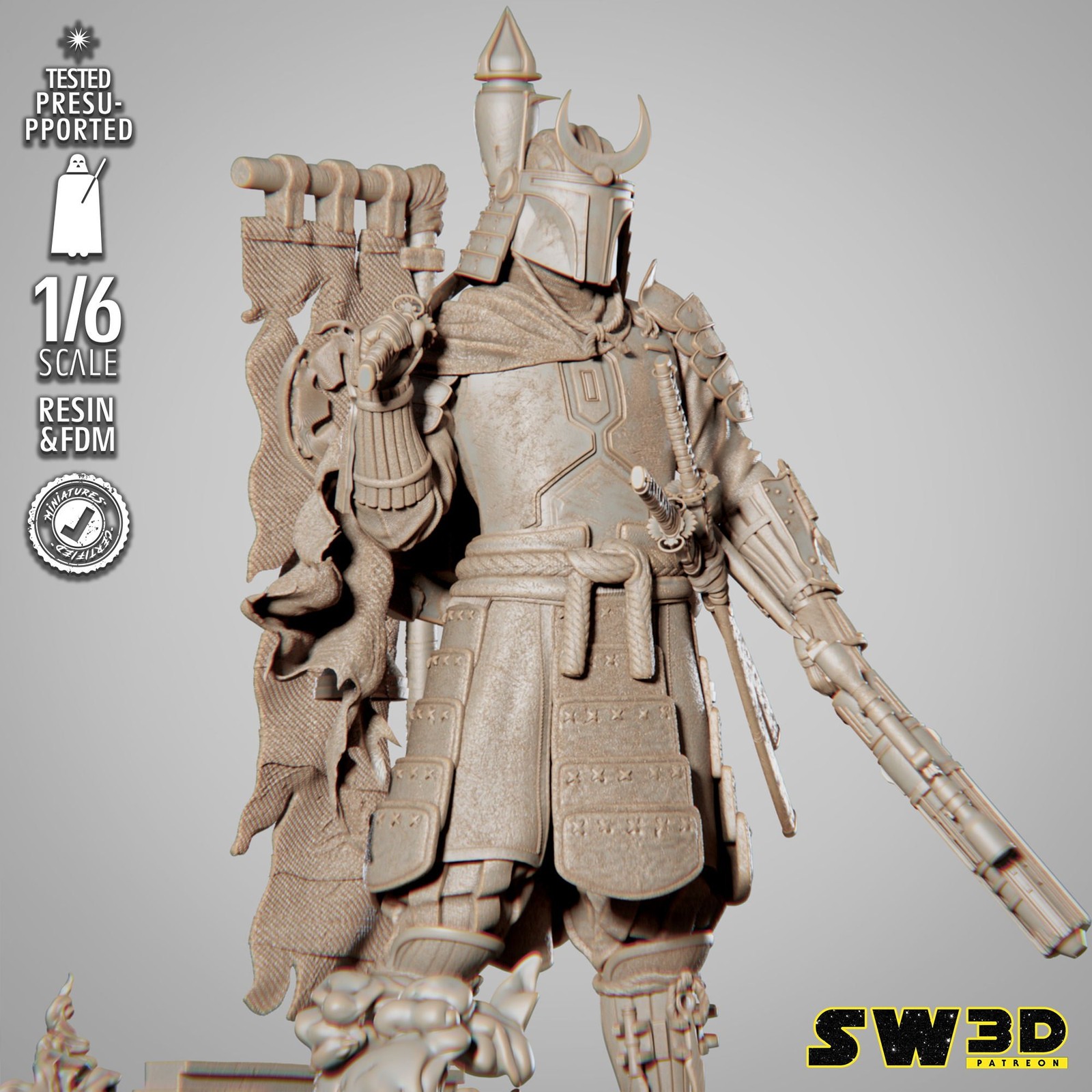 Boba Fett Samurai Sculpture - Image 2