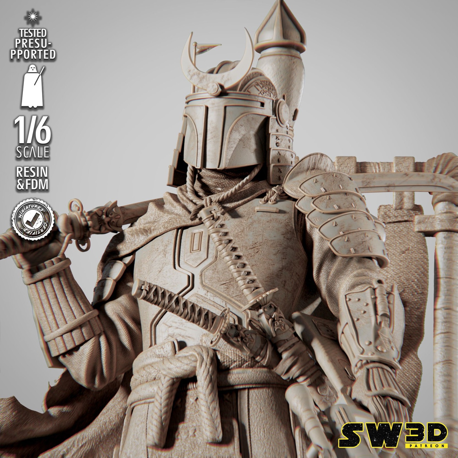 Boba Fett Samurai Sculpture - Image 4