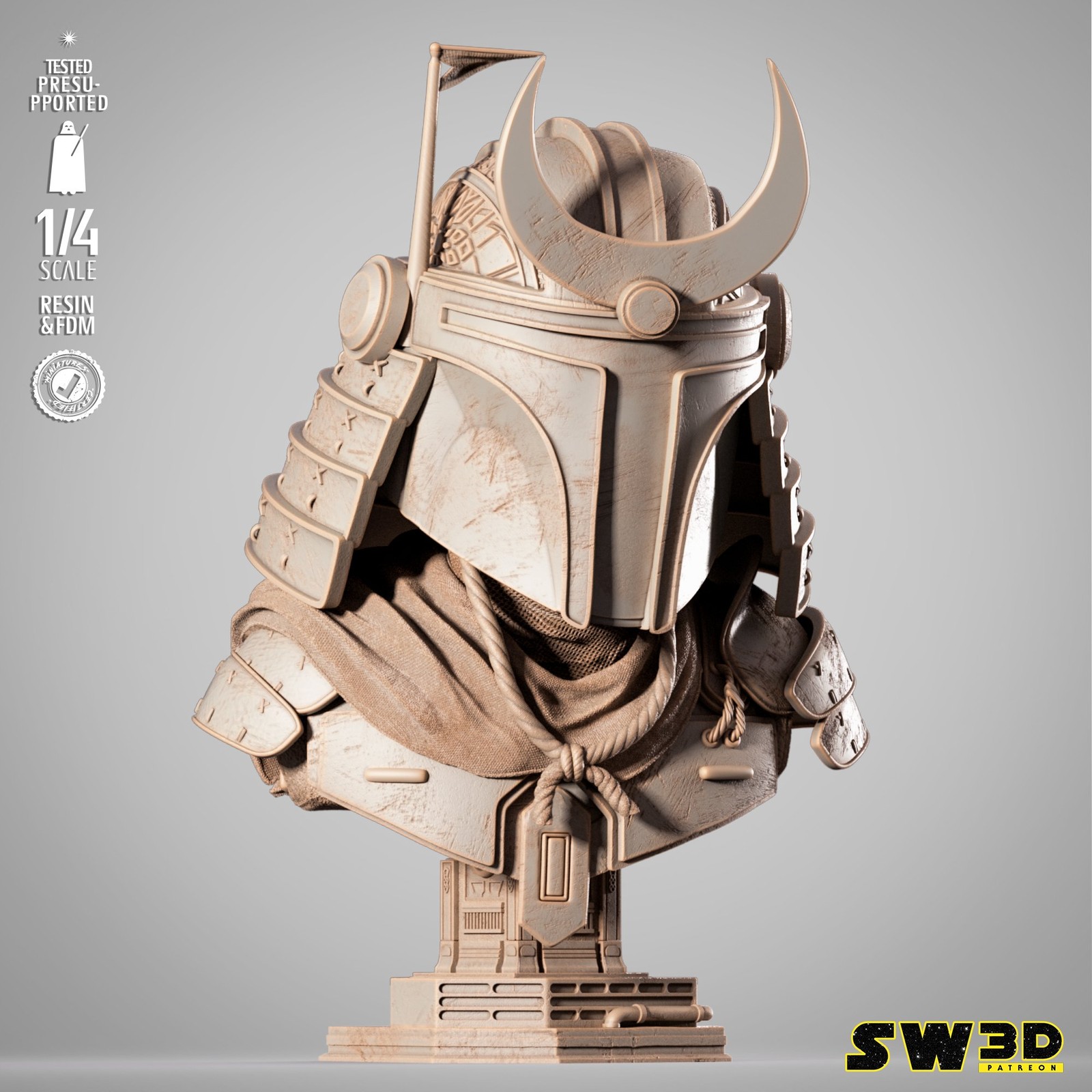 Boba Fett Samurai Portrait Bust