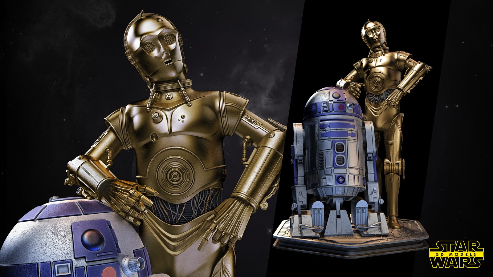 C3P0 AND R2D2 Sculpture