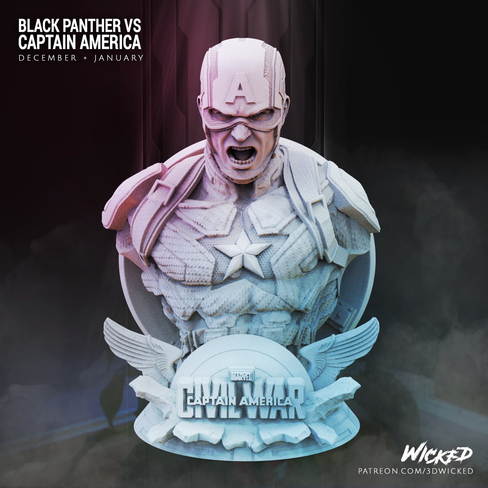 Marvel Captain America + Black Panther Busts