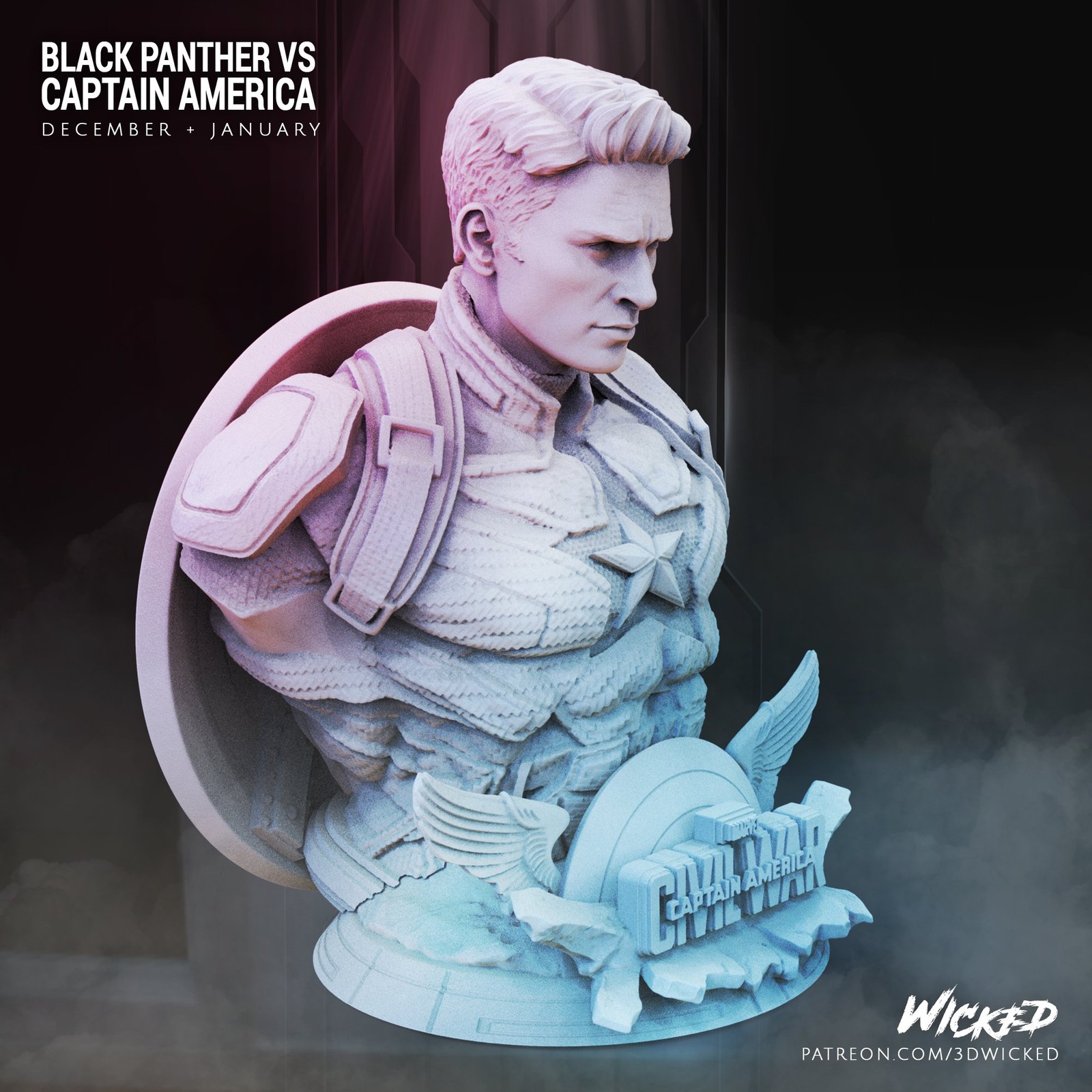 Marvel Captain America + Black Panther Busts - Image 3