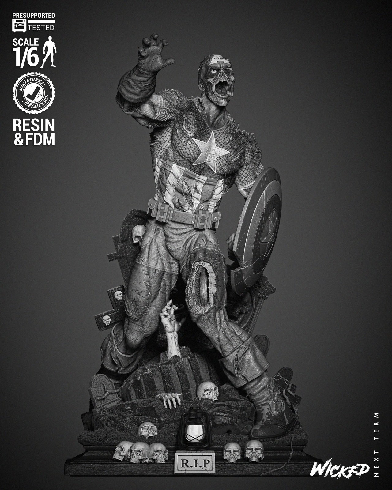 Marvel Captain America Zombie Sculpture
