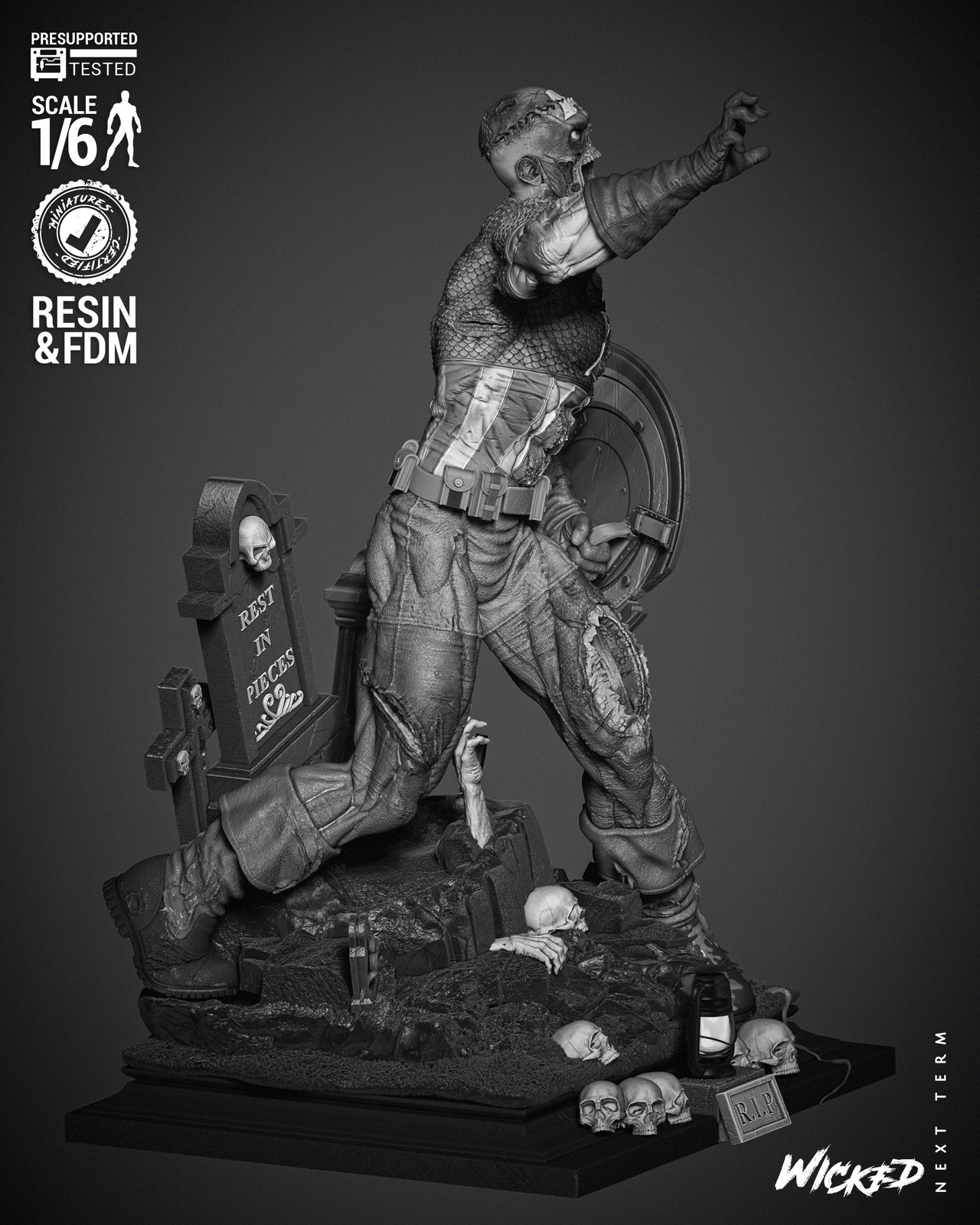 Marvel Captain America Zombie Sculpture - Image 2