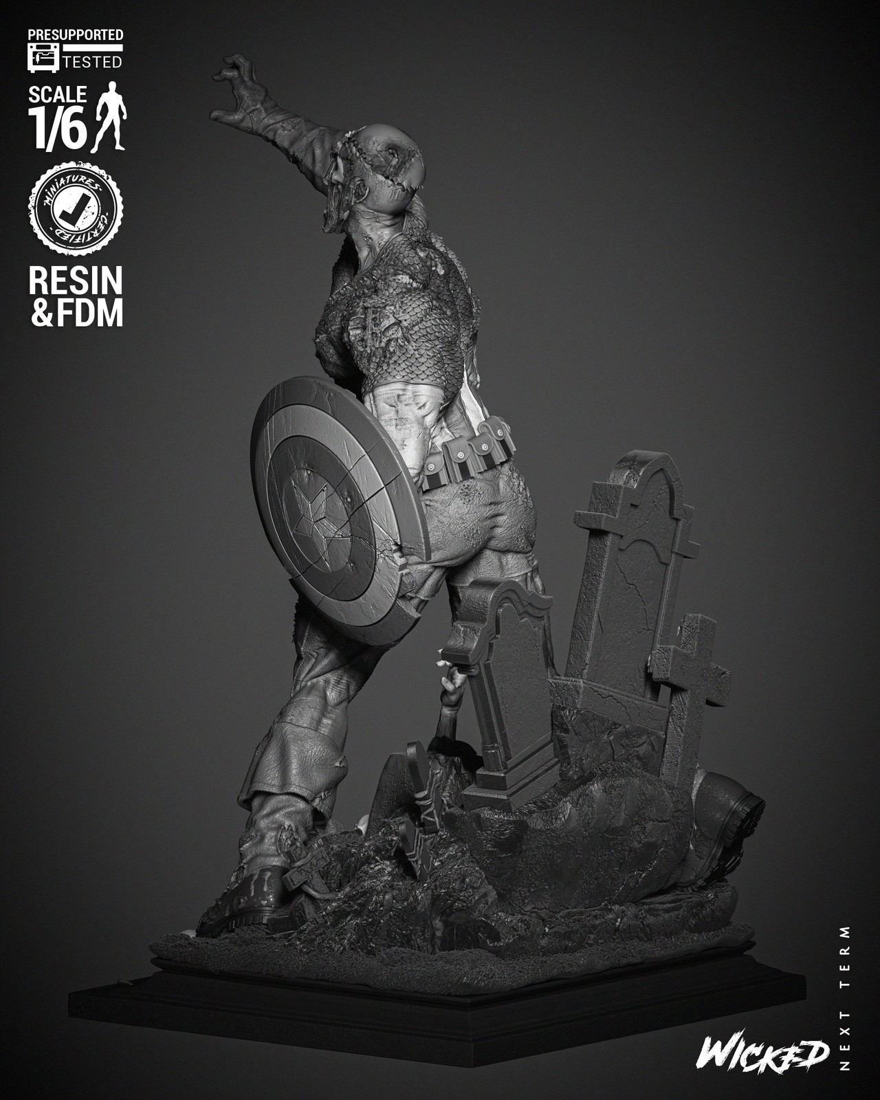Marvel Captain America Zombie Sculpture - Image 3