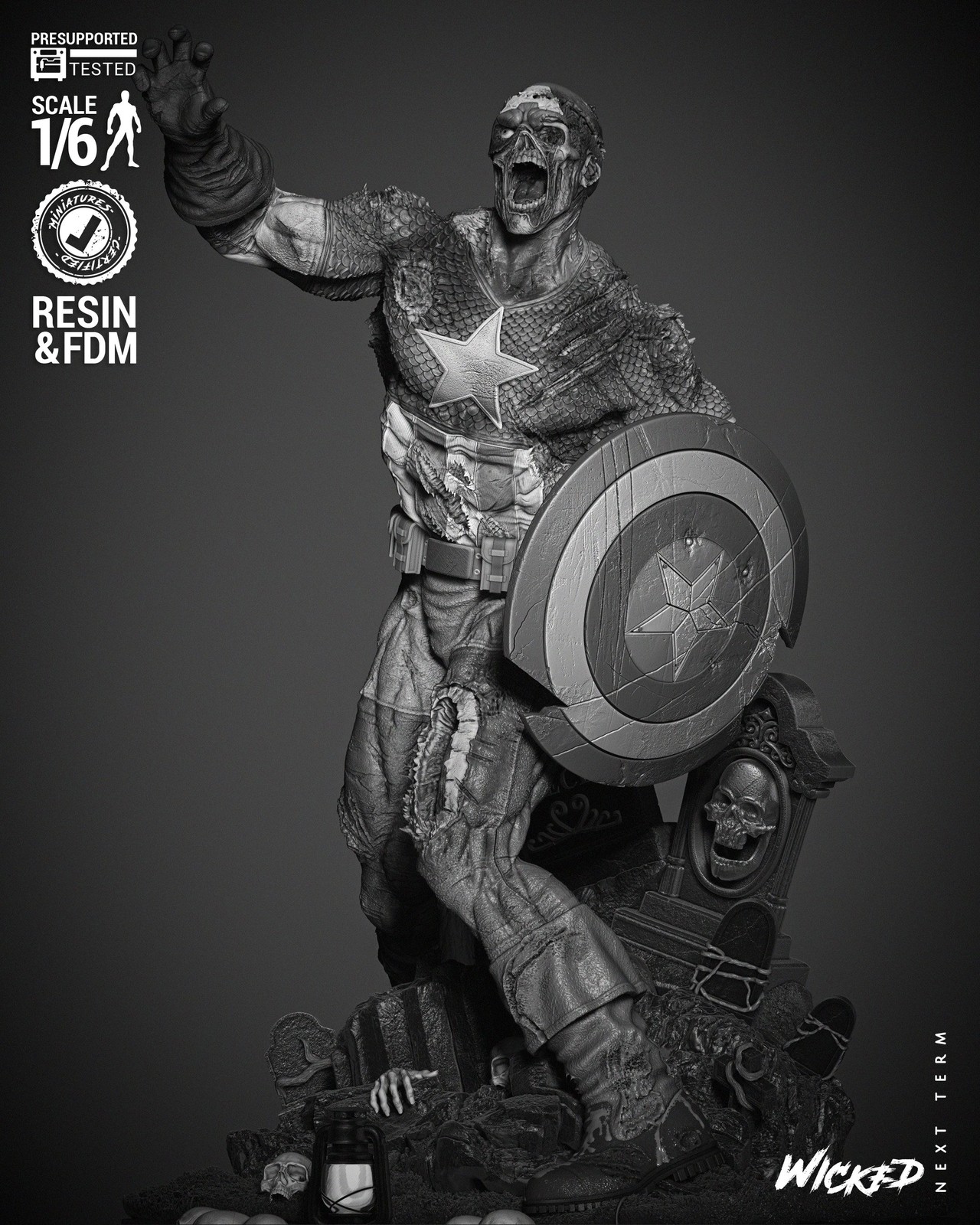 Marvel Captain America Zombie Sculpture - Image 4
