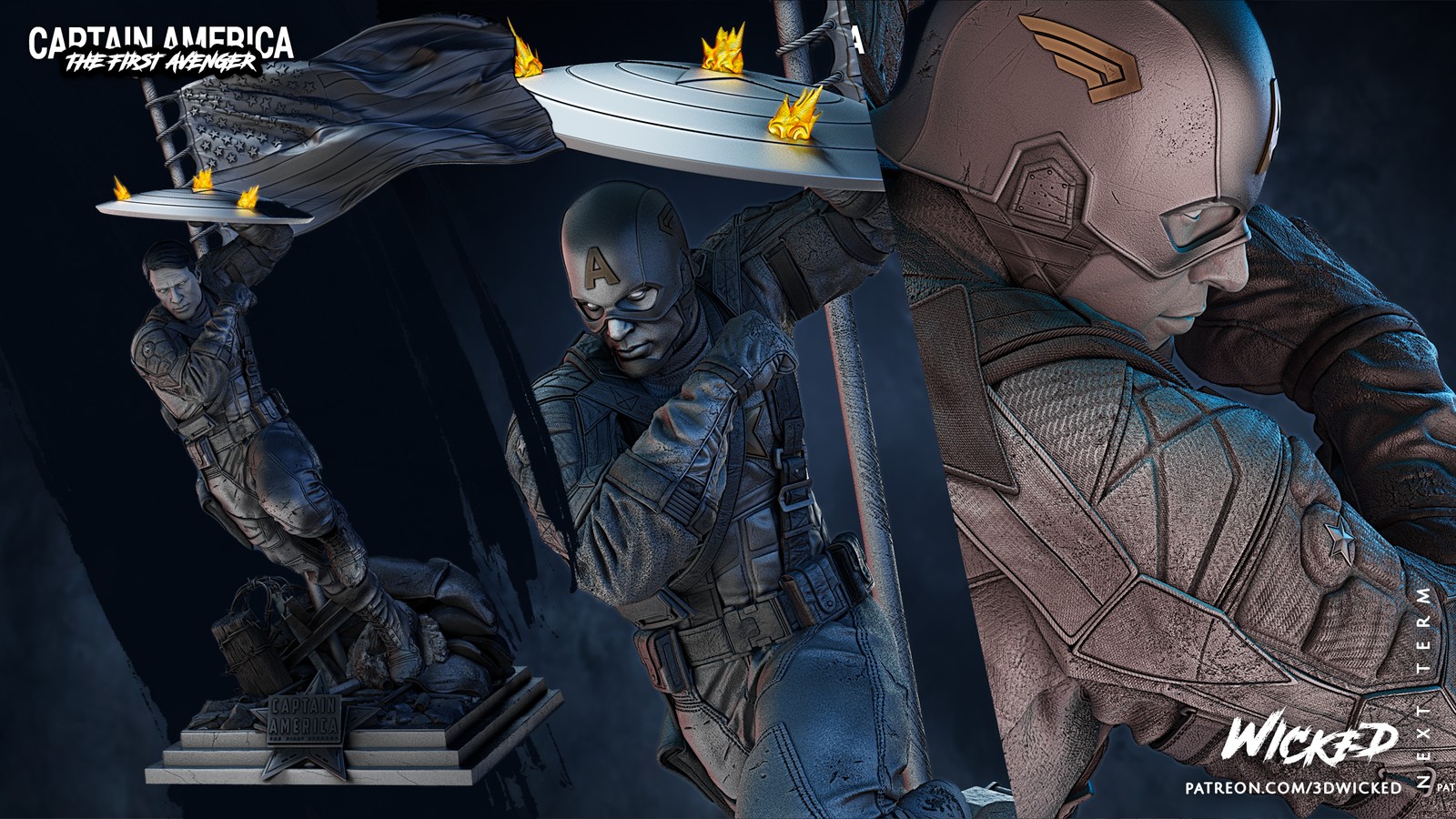 Marvel Captain America Sculpture