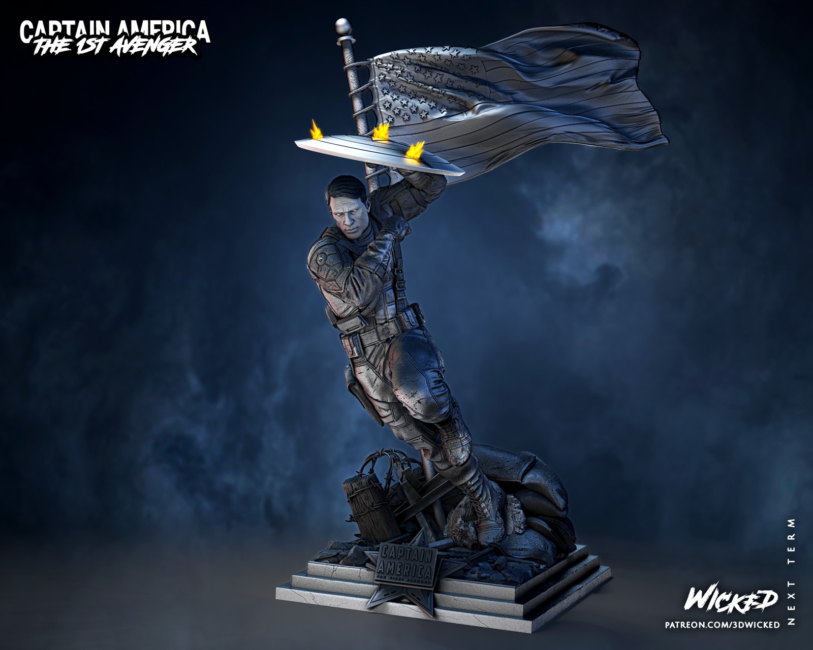 Marvel Captain America Sculpture - Image 2
