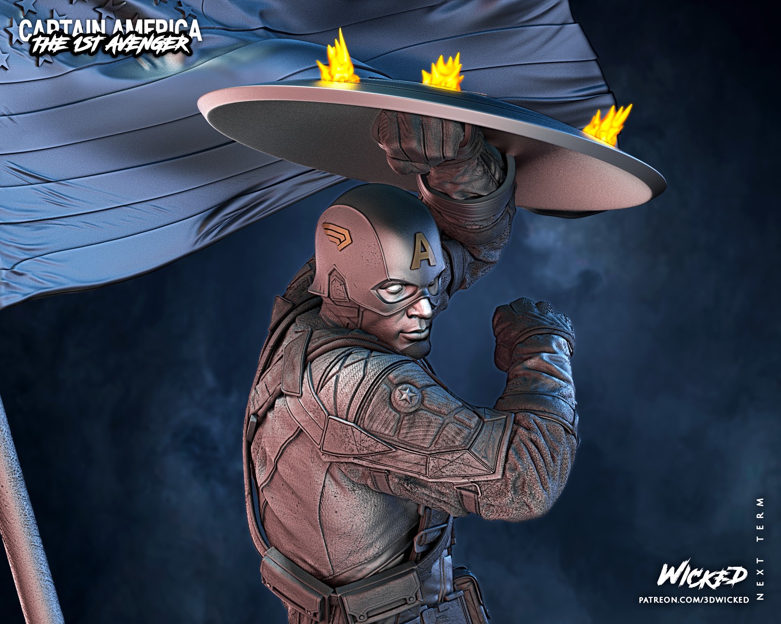 Marvel Captain America Sculpture - Image 4