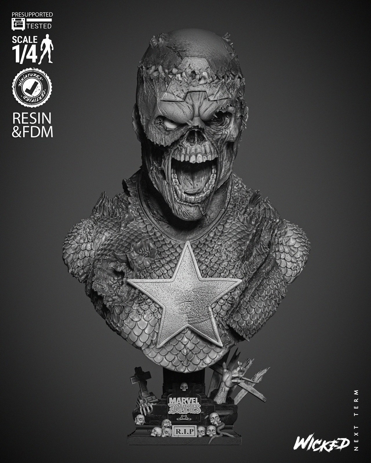 Marvel Captain America Zombie Portrait Bust