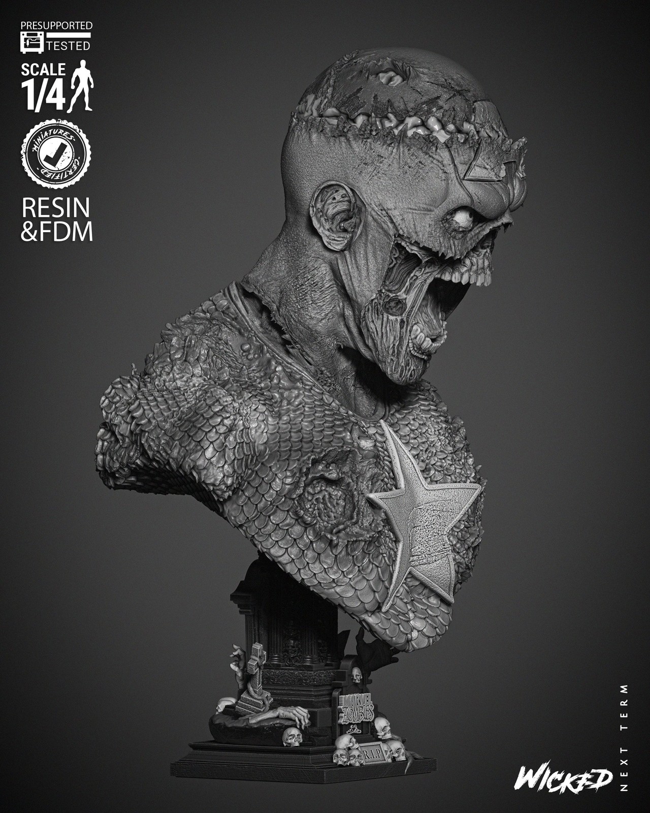 Marvel Captain America Zombie Portrait Bust - Image 3