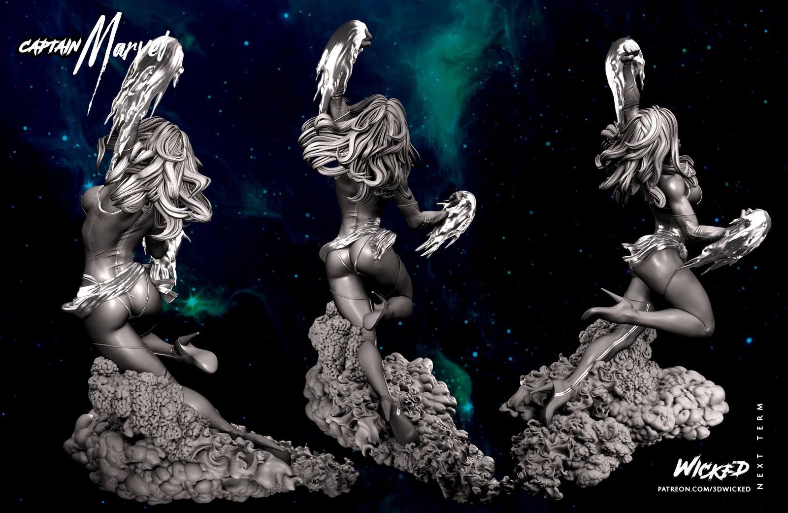 Marvel Captain Marvel Sculpture - Image 3