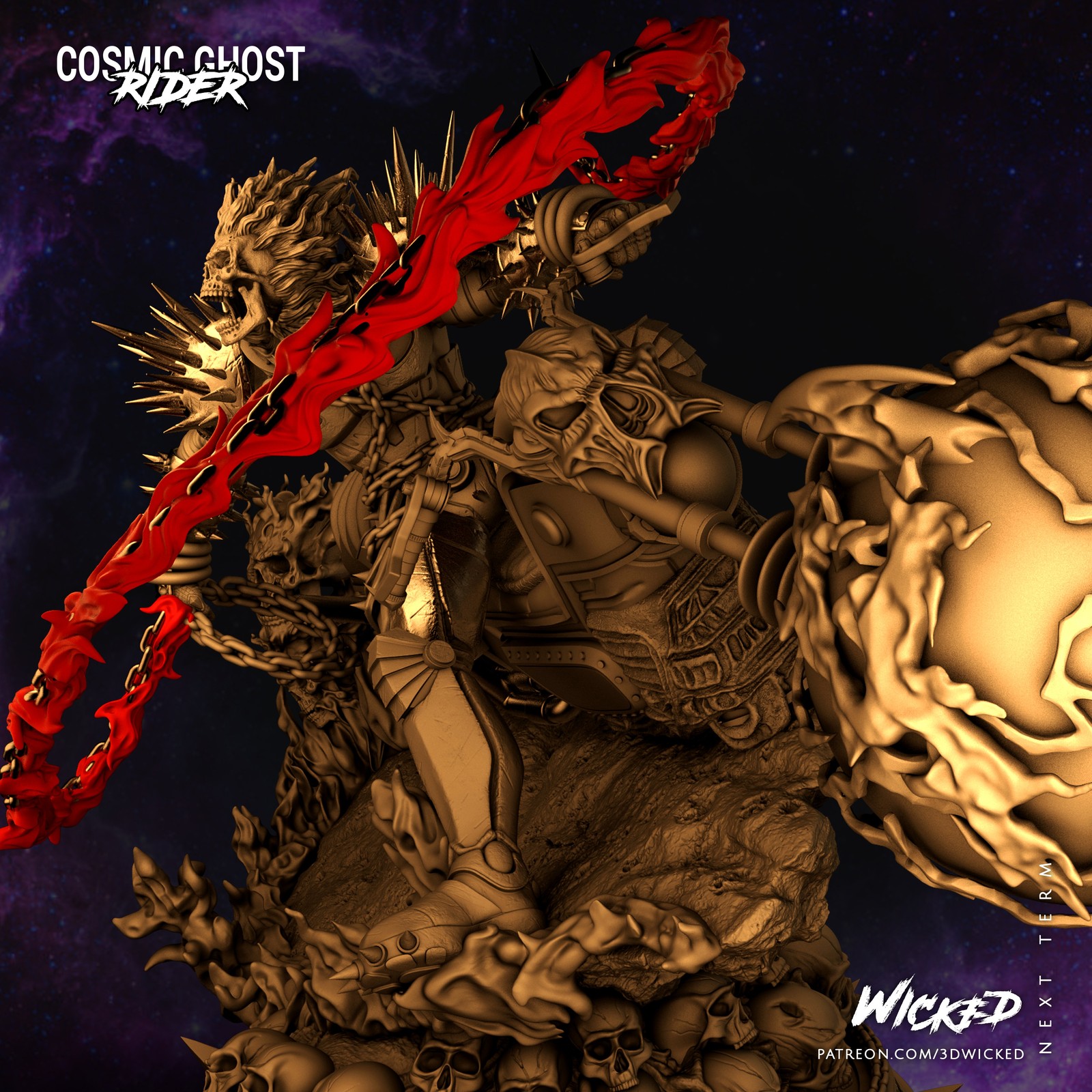 Marvel Cosmic Ghost Rider Sculpture - Image 3