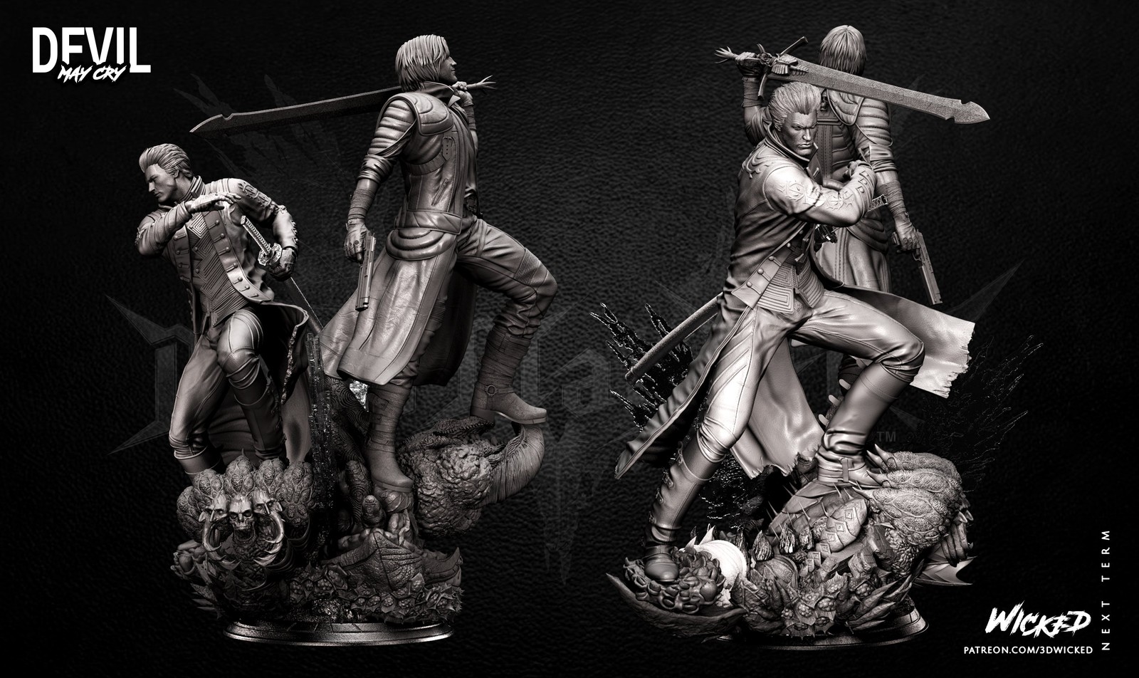 Video Games Dante and Vergil Diorama Sculpture
