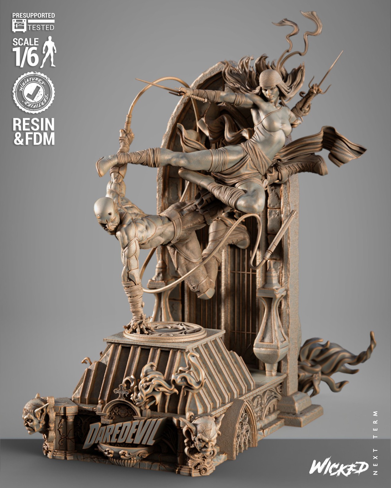 Marvel Daredevil and Electra Diorama - Image 3