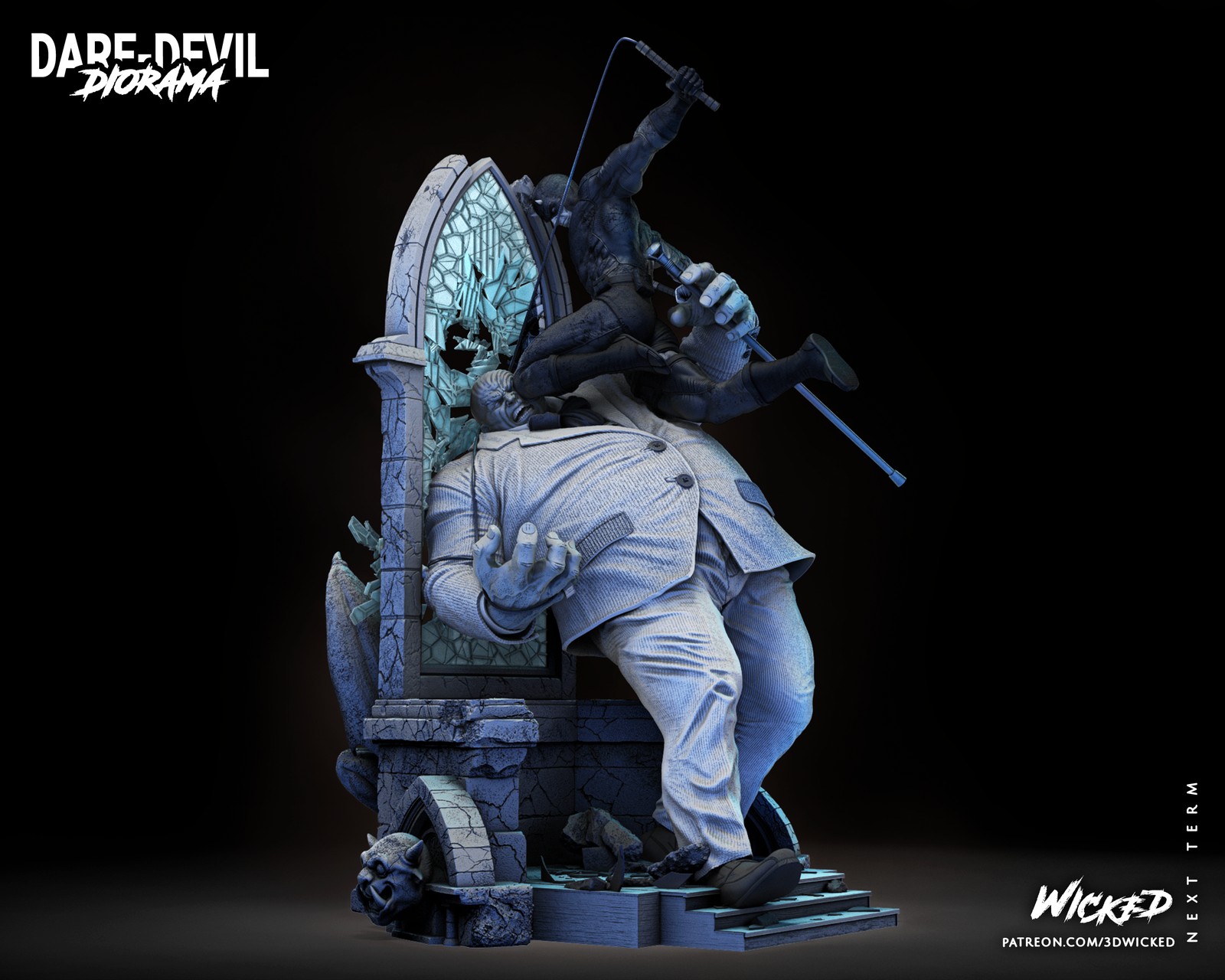 Marvel Daredevil and Kingpin Sculptures Diorama - Image 2