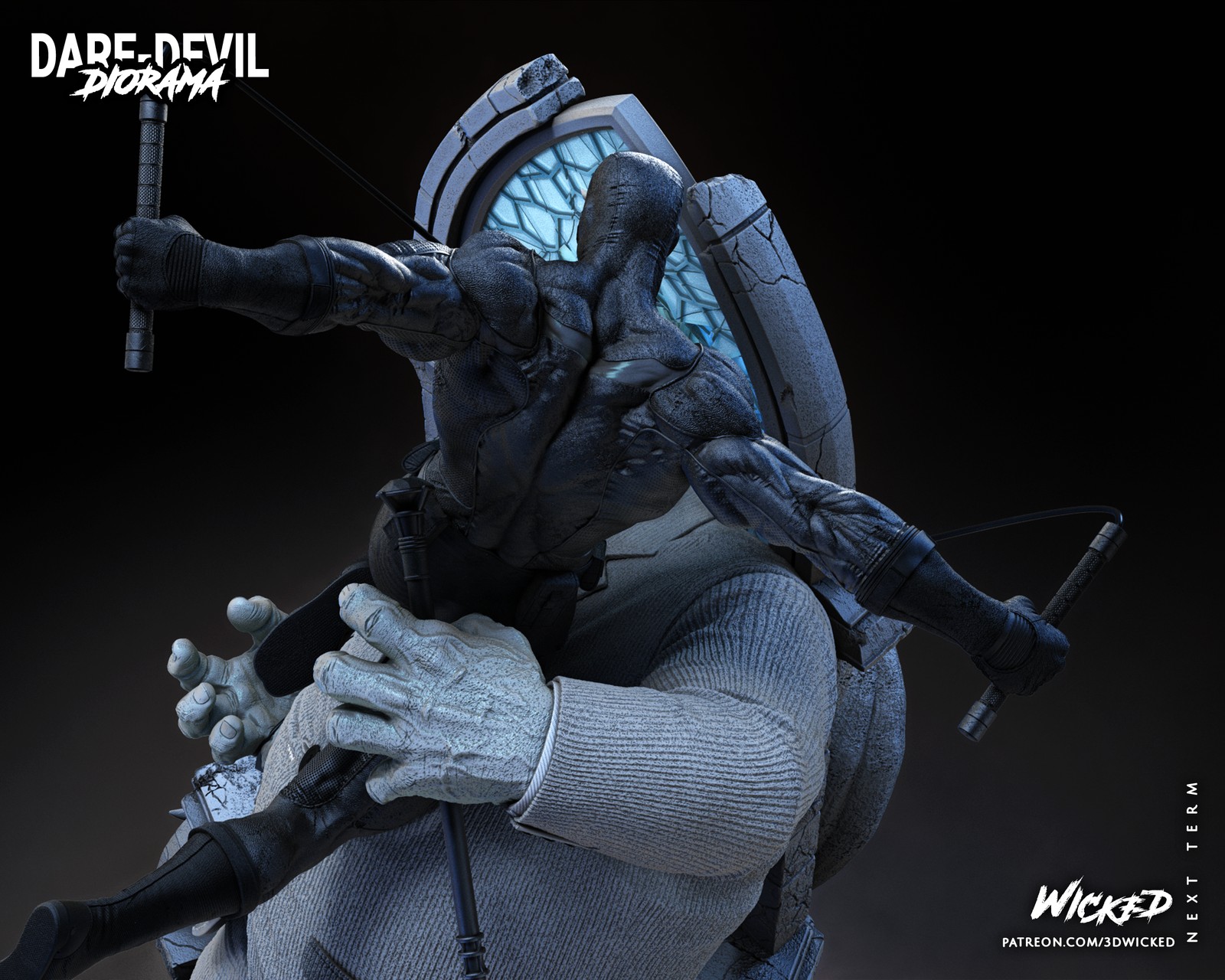 Marvel Daredevil and Kingpin Sculptures Diorama - Image 3