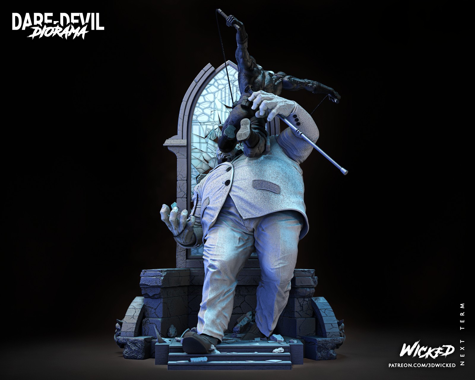 Marvel Daredevil and Kingpin Sculptures Diorama - Image 4
