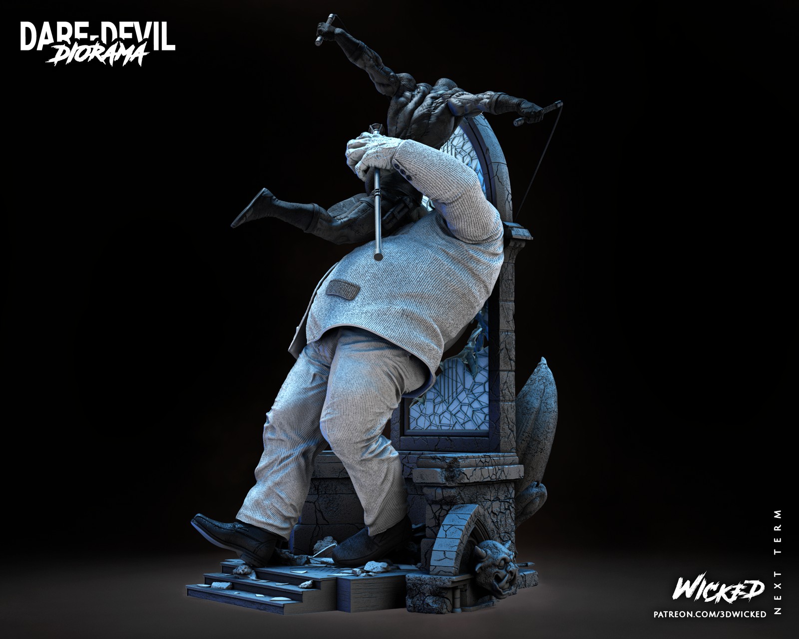 Marvel Daredevil and Kingpin Sculptures Diorama - Image 5