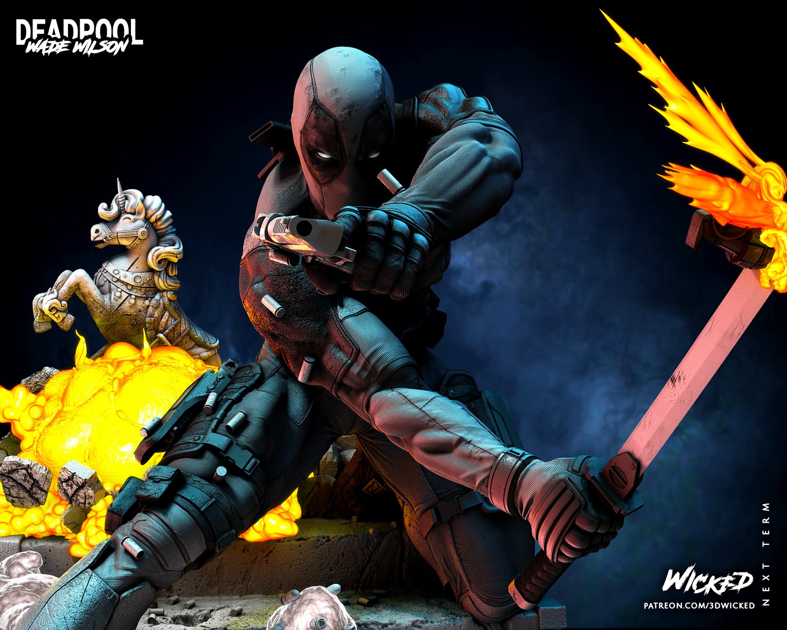 Marvel Deadpool Sculpture - Image 4
