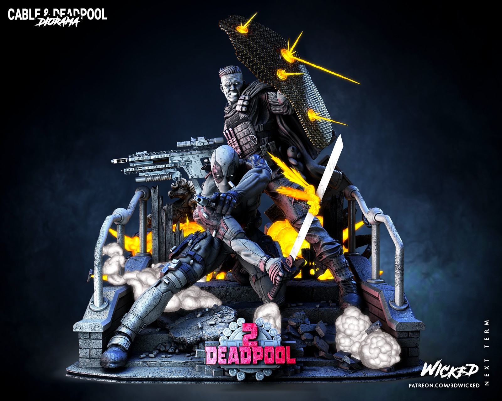 Marvel Deadpool and Cable Diorama - Image 2