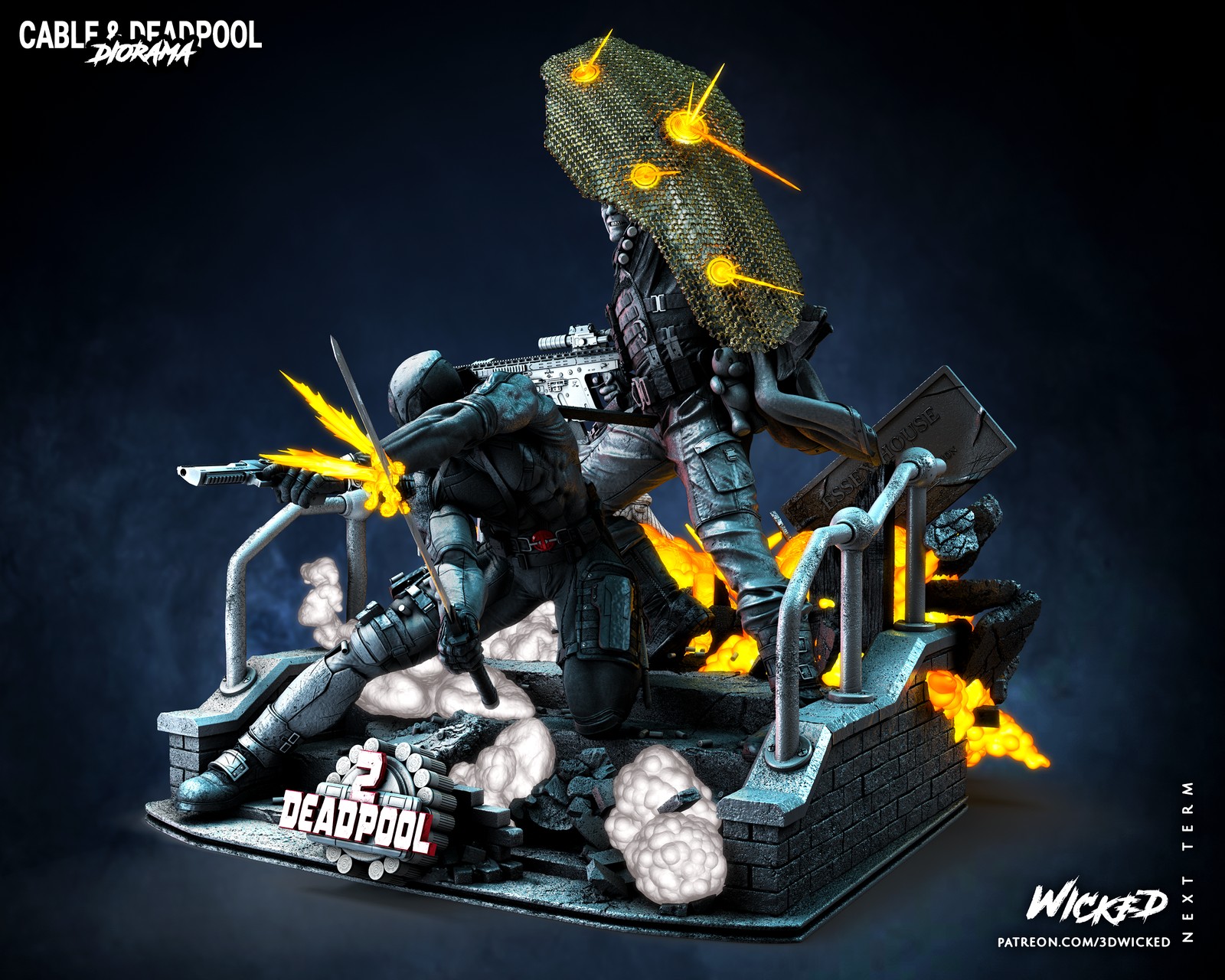 Marvel Deadpool and Cable Diorama - Image 3