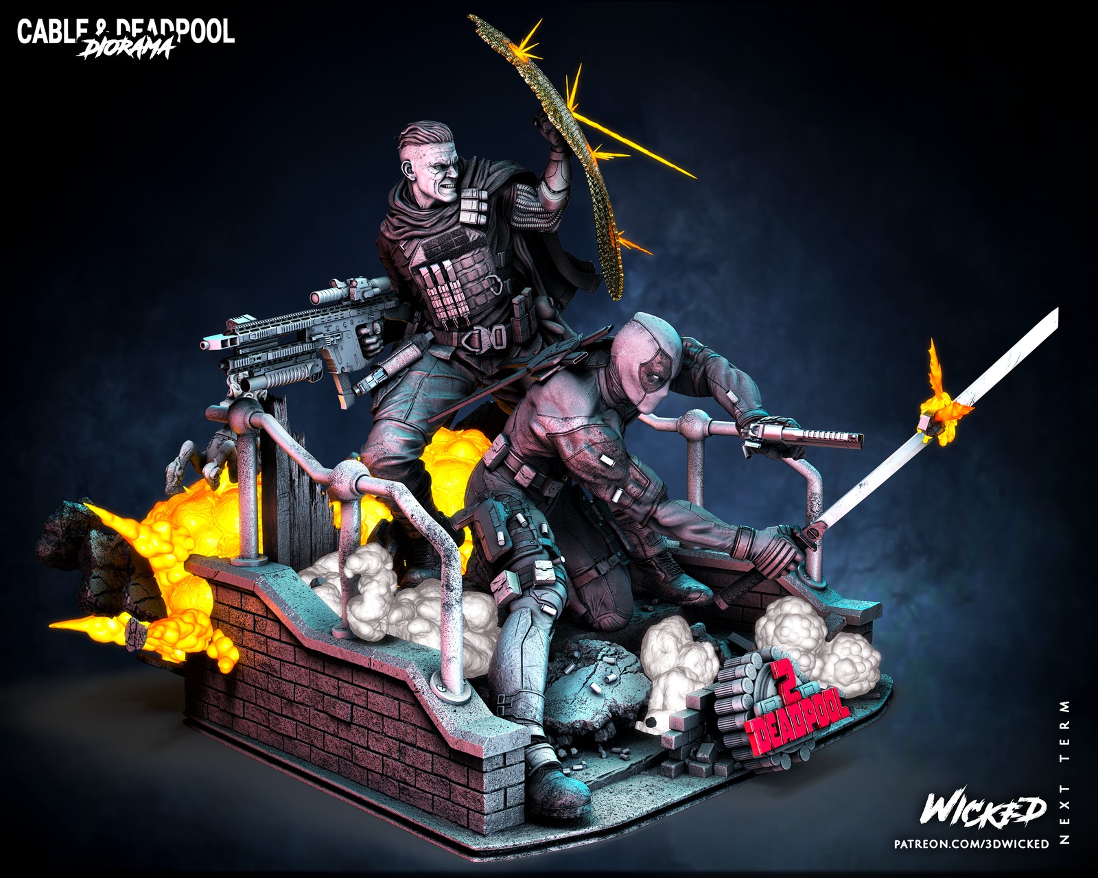 Marvel Deadpool and Cable Diorama - Image 5