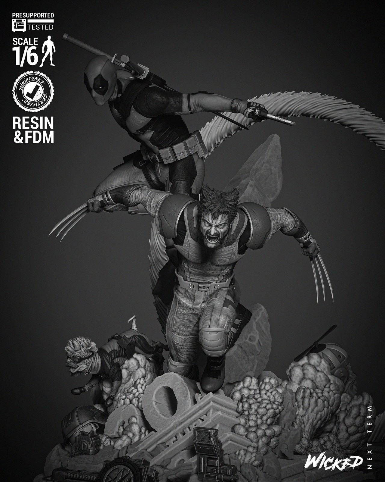 Marvel Deadpool and Wolverine Diorama Sculpture - Image 5