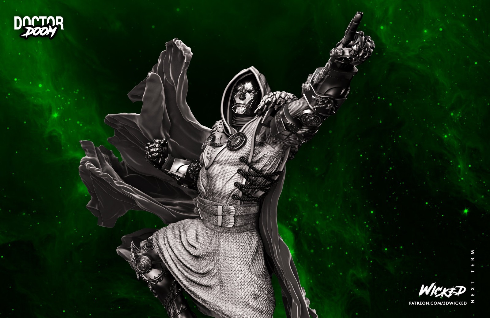 Marvel Dr Doom (F4 Diorama Version) Sculpture - Image 4
