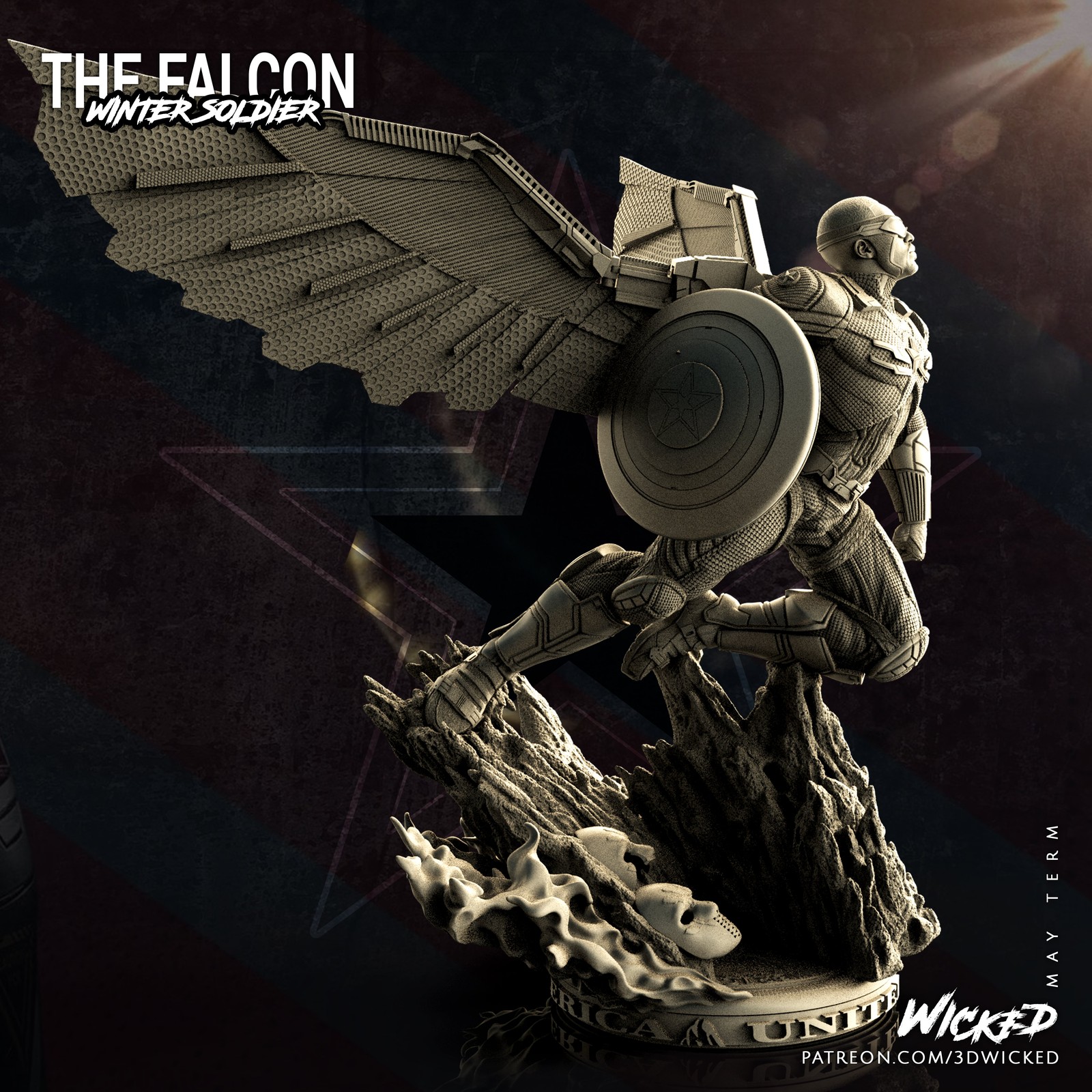 Marvel Falcon - Captain America Sculpture