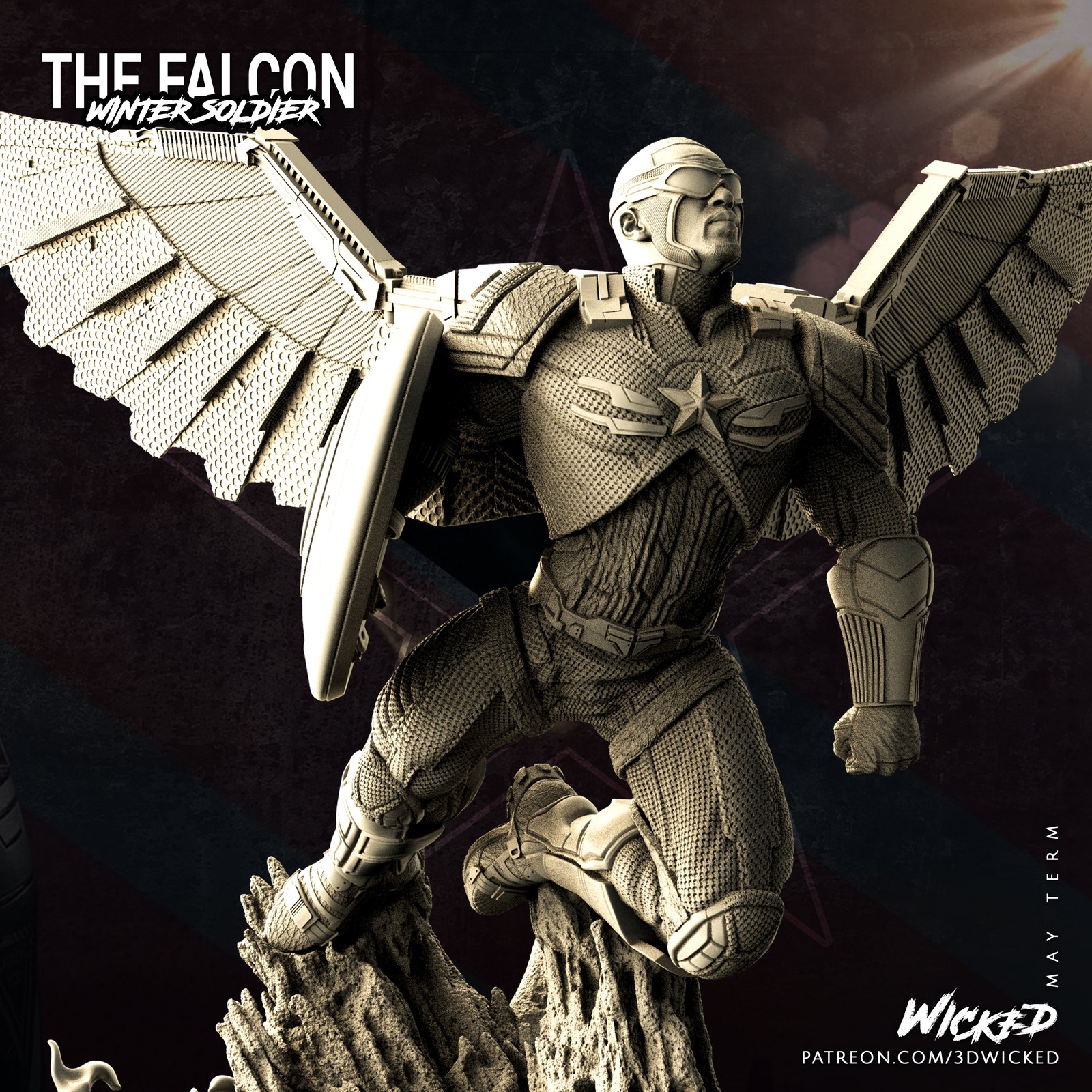 Marvel Falcon - Captain America Sculpture - Image 3