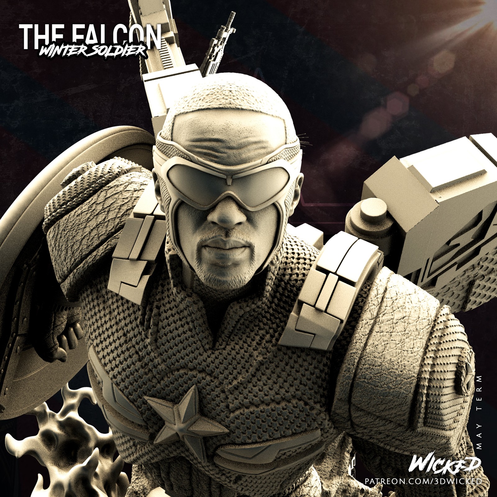 Marvel Falcon - Captain America Sculpture - Image 4