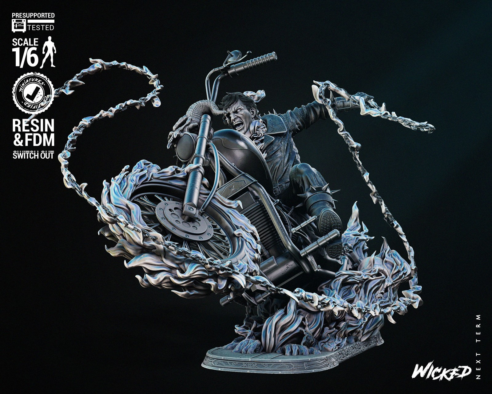 Marvel Johnny Blaze Ghost Rider Sculpture - Image 2