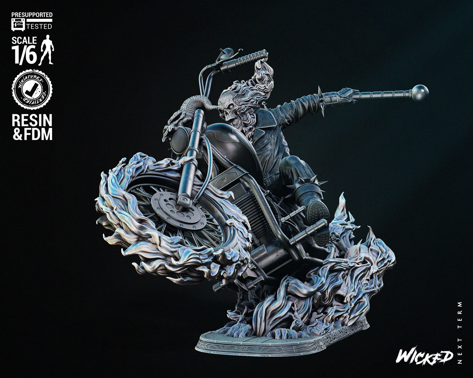 Marvel Johnny Blaze Ghost Rider Sculpture - Image 3