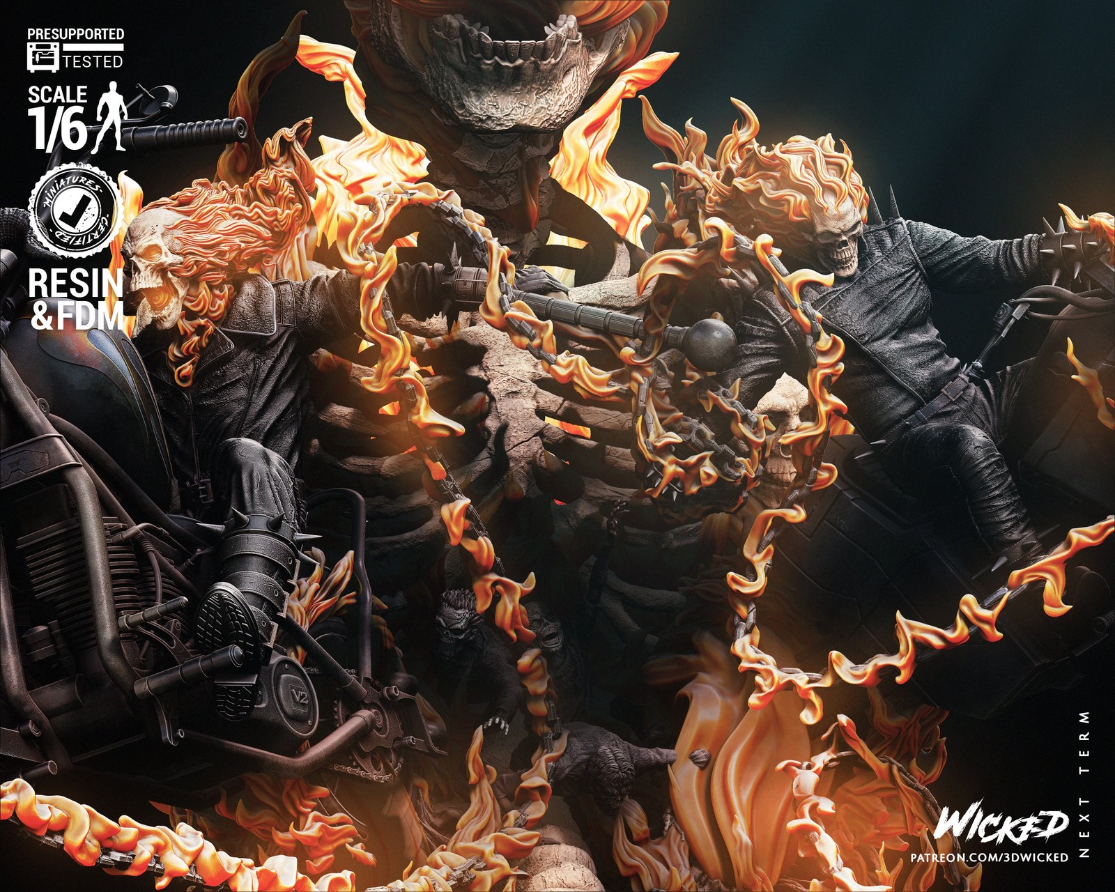 Marvel Ghost Rider Diorama Sculpture - Image 4