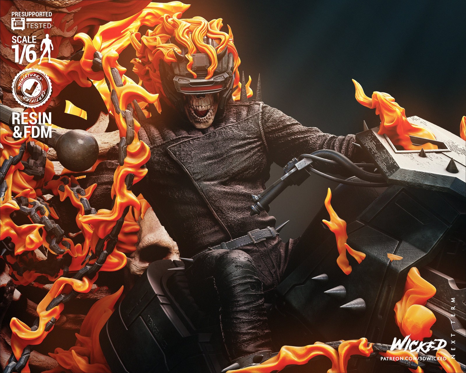 Marvel Ghost Rider Diorama Sculpture - Image 5