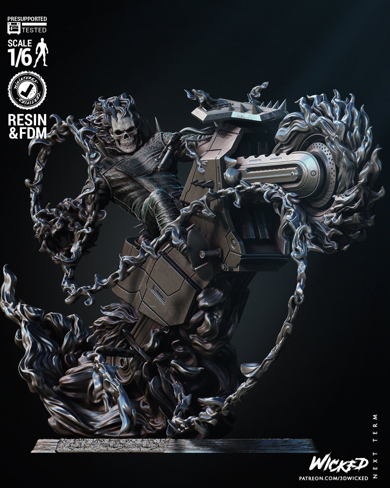 Marvel Danny Ketch Ghost Rider Sculpture - Image 2