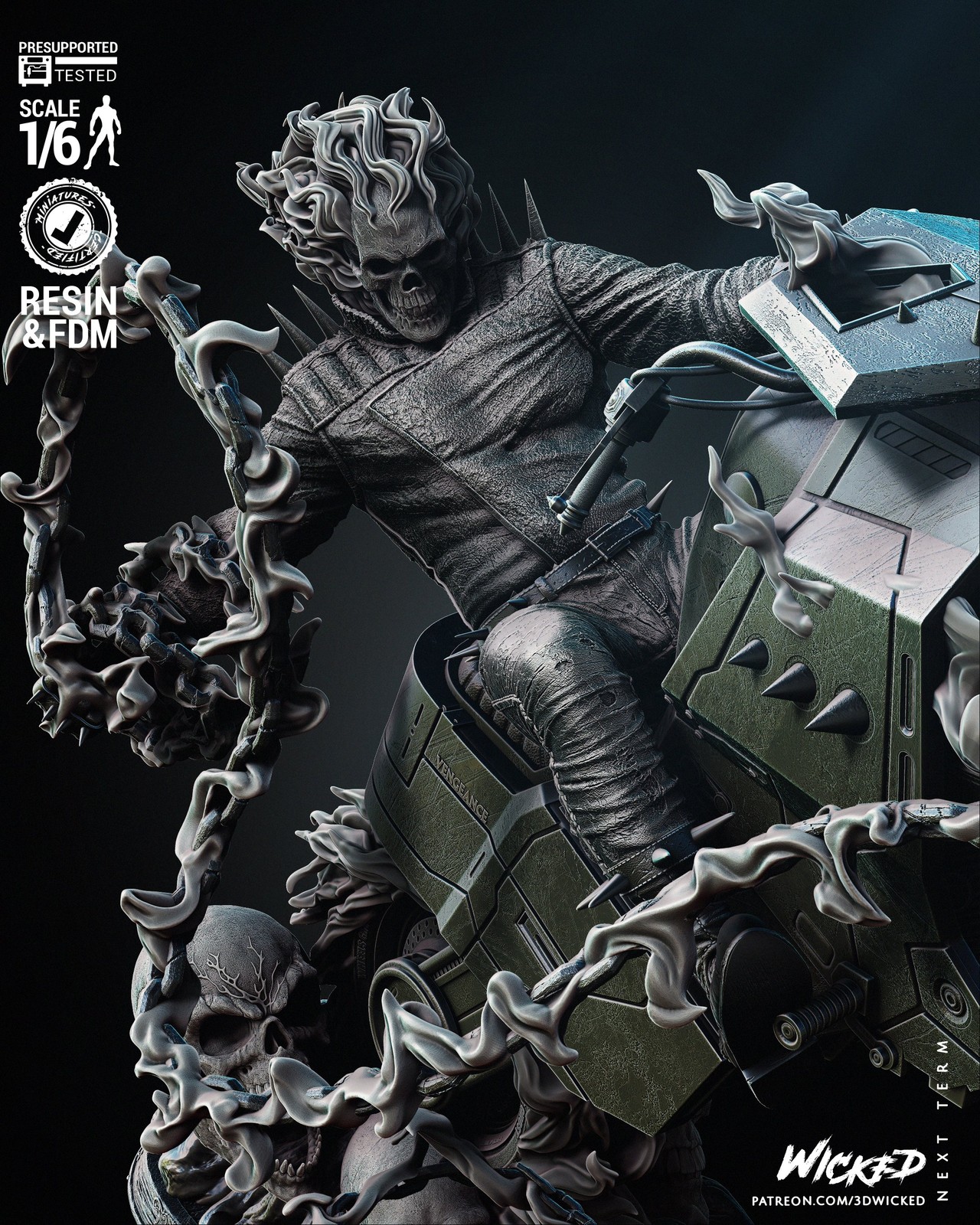 Marvel Danny Ketch Ghost Rider Sculpture - Image 5