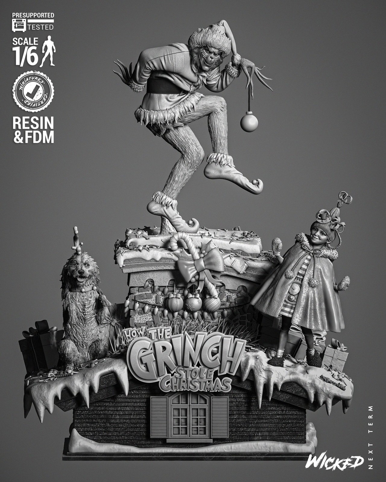 Grinch, Cindy and Dog Diorama