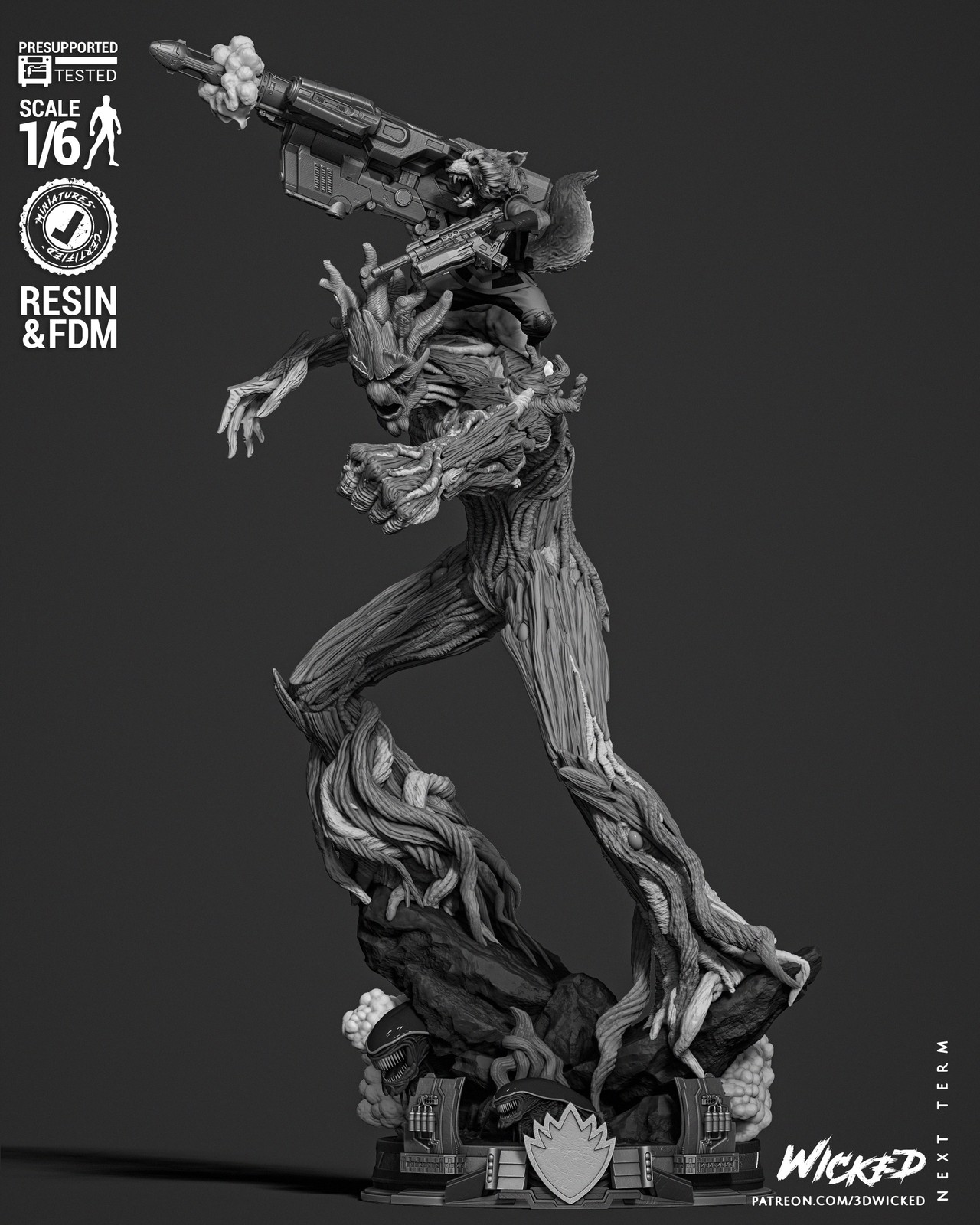 Marvel Groot and Rocket Diorama Comic Version Sculpture