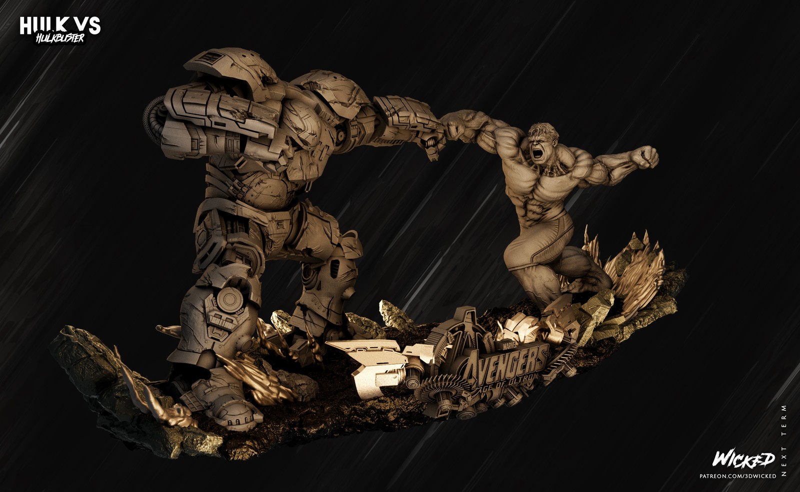 Marvel Hulk vs Hulkbuster Diorama Base - Image 2