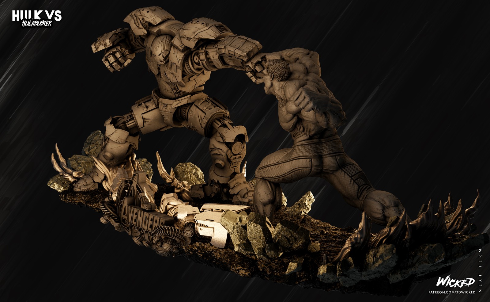 Marvel Hulk vs Hulkbuster Diorama Base - Image 3