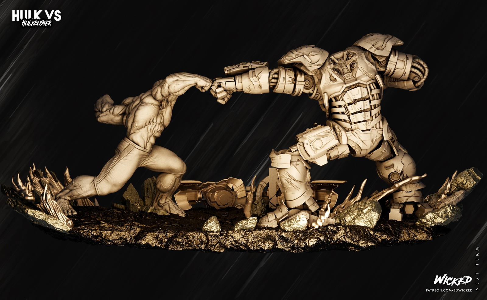Marvel Hulk vs Hulkbuster Diorama Base - Image 4