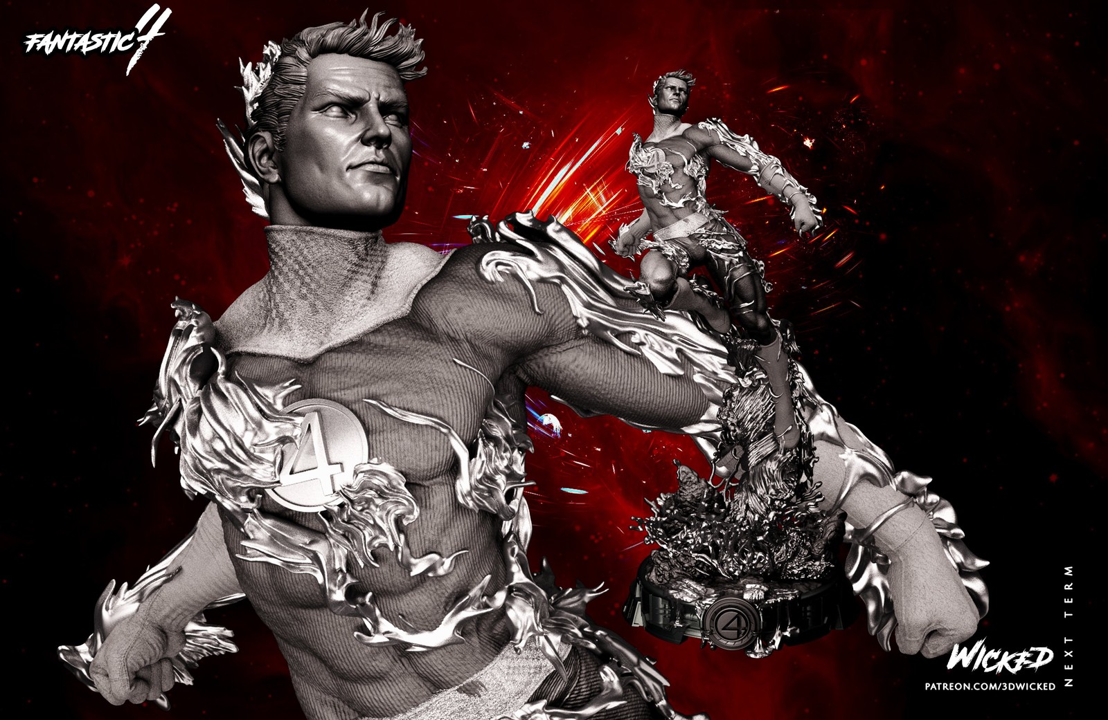 Marvel Johnny Storm (Human Torch) Sculpture